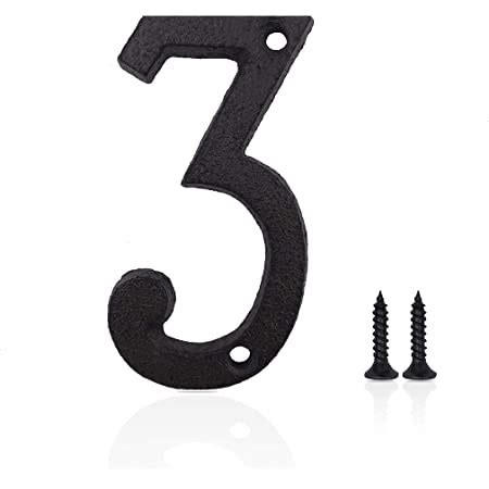 metal 3 house number screw base|3 Inch Cast Iron Metal House Numbers.